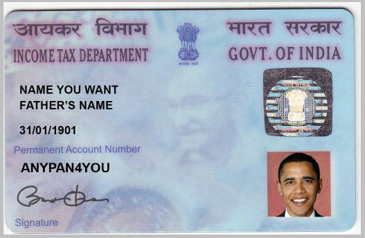 PAN Card Sample with Obama