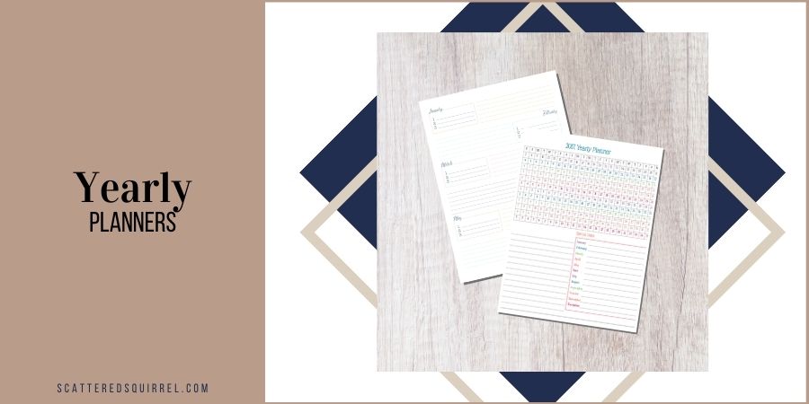 Yearly planning printables to help you forward plan your year, track habits, vacations, and more.