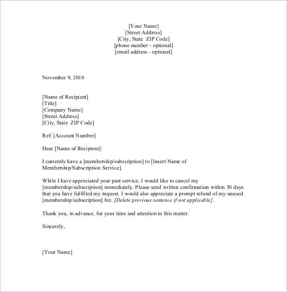 Cancellation Letter 50