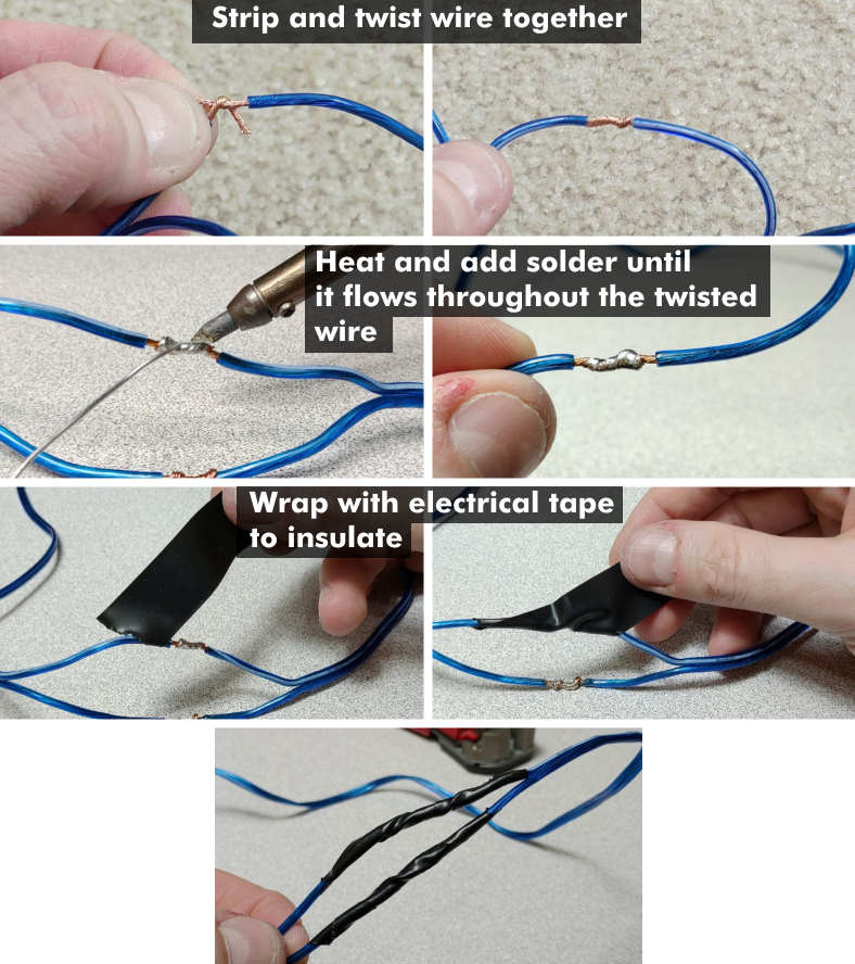 Image showing steps for how to solder speaker wire